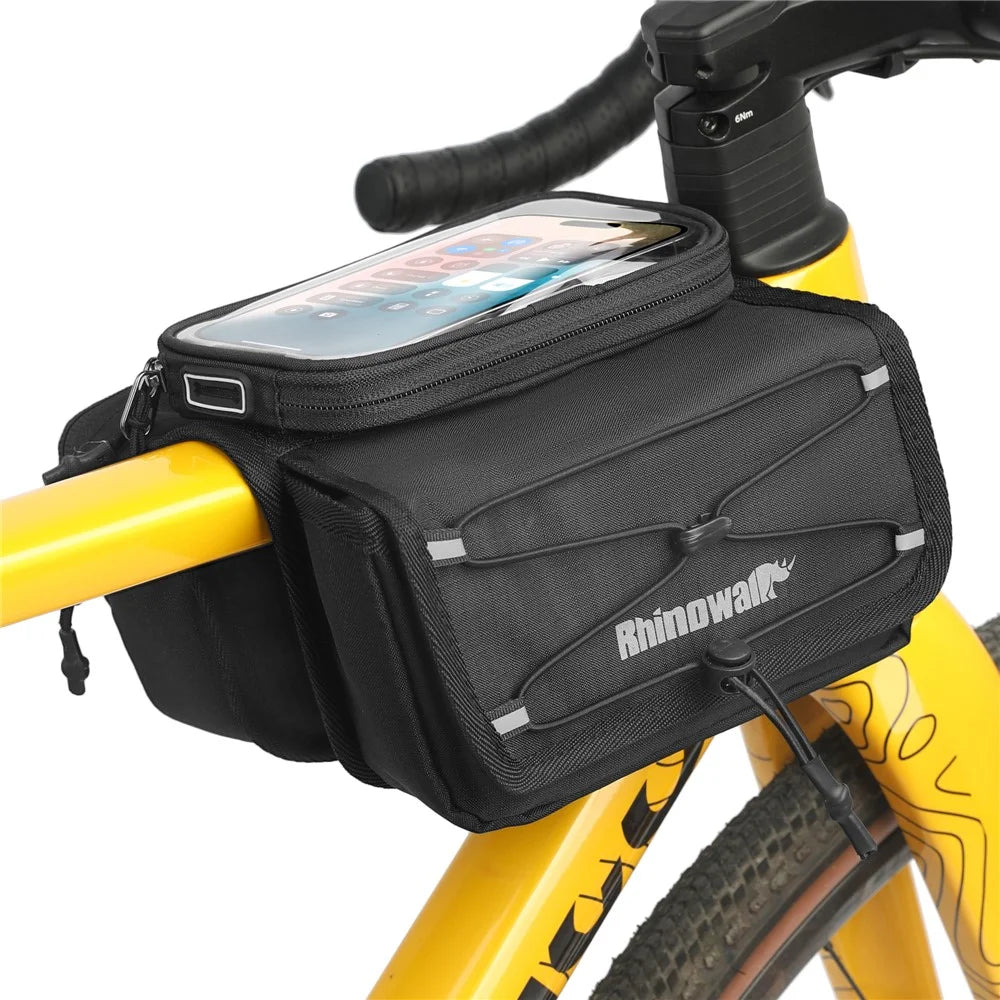 RHINOWALK BCT0205 Bike Frame Bag Bicycle Top Tube Bag Waterproof Saddle Bag with Rain Cover for Outdoor Cycling - Black - 3