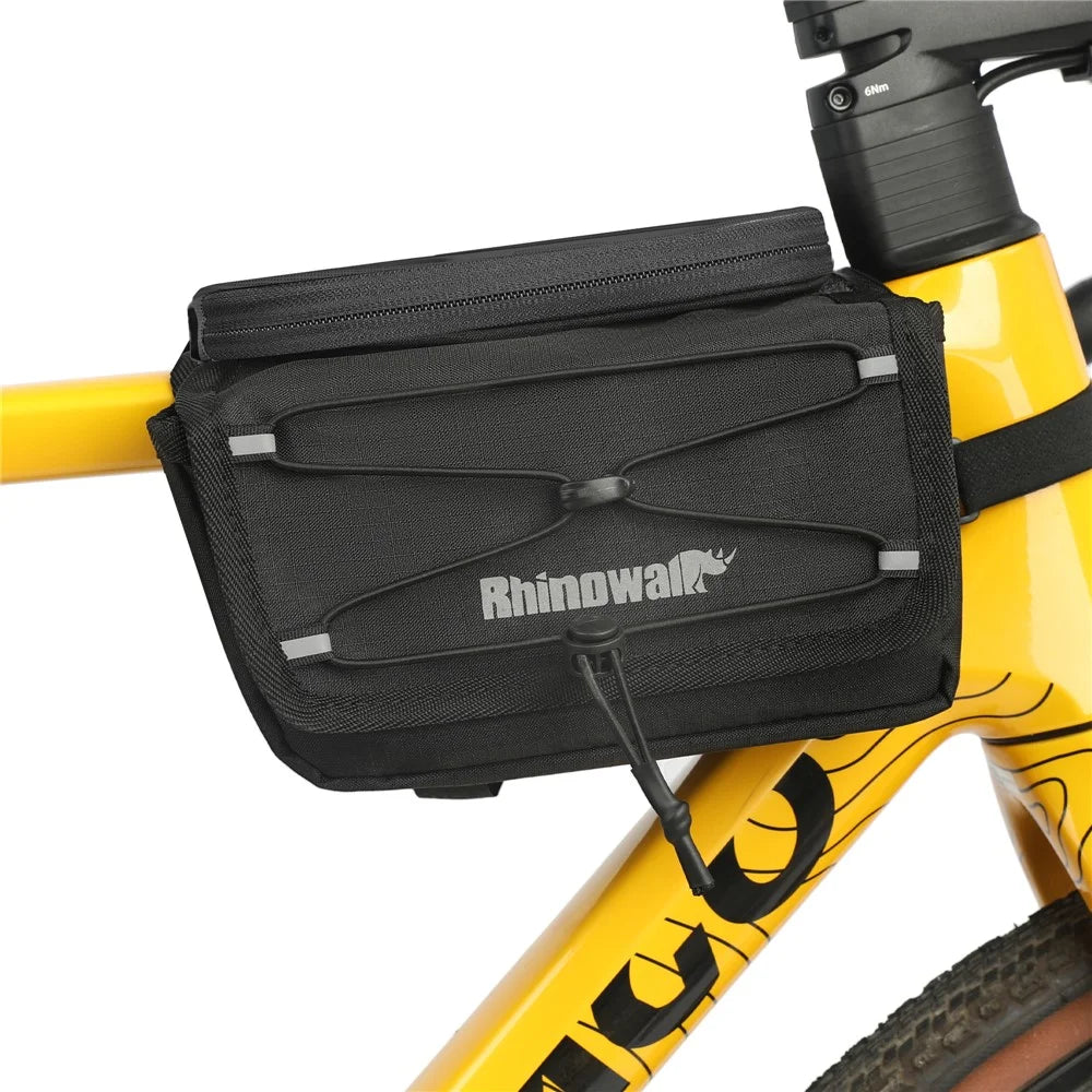 RHINOWALK BCT0205 Bike Frame Bag Bicycle Top Tube Bag Waterproof Saddle Bag with Rain Cover for Outdoor Cycling - Black - 4