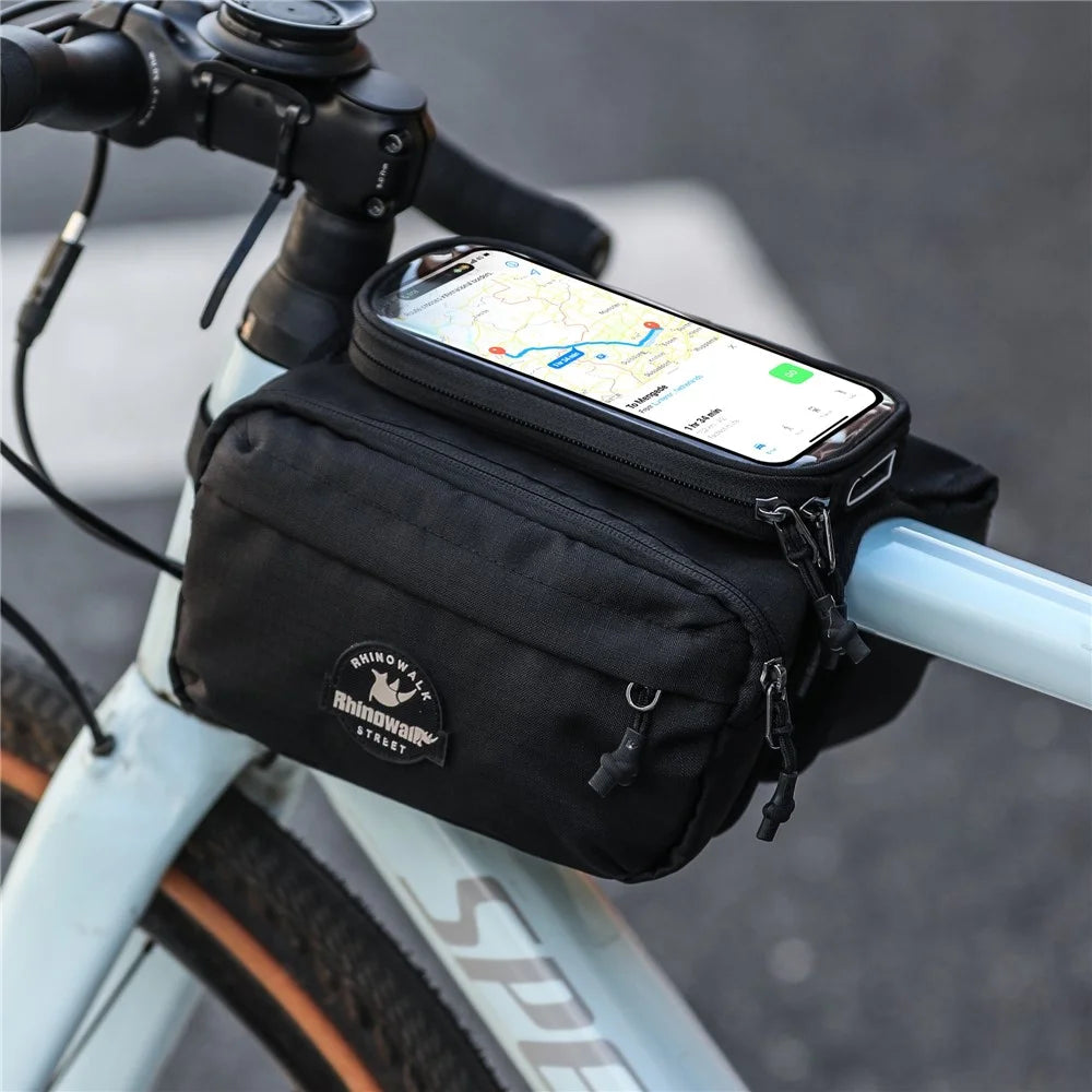 RHINOWALK BCT0205 Bike Frame Bag Bicycle Top Tube Bag Waterproof Saddle Bag with Rain Cover for Outdoor Cycling - Black - 5