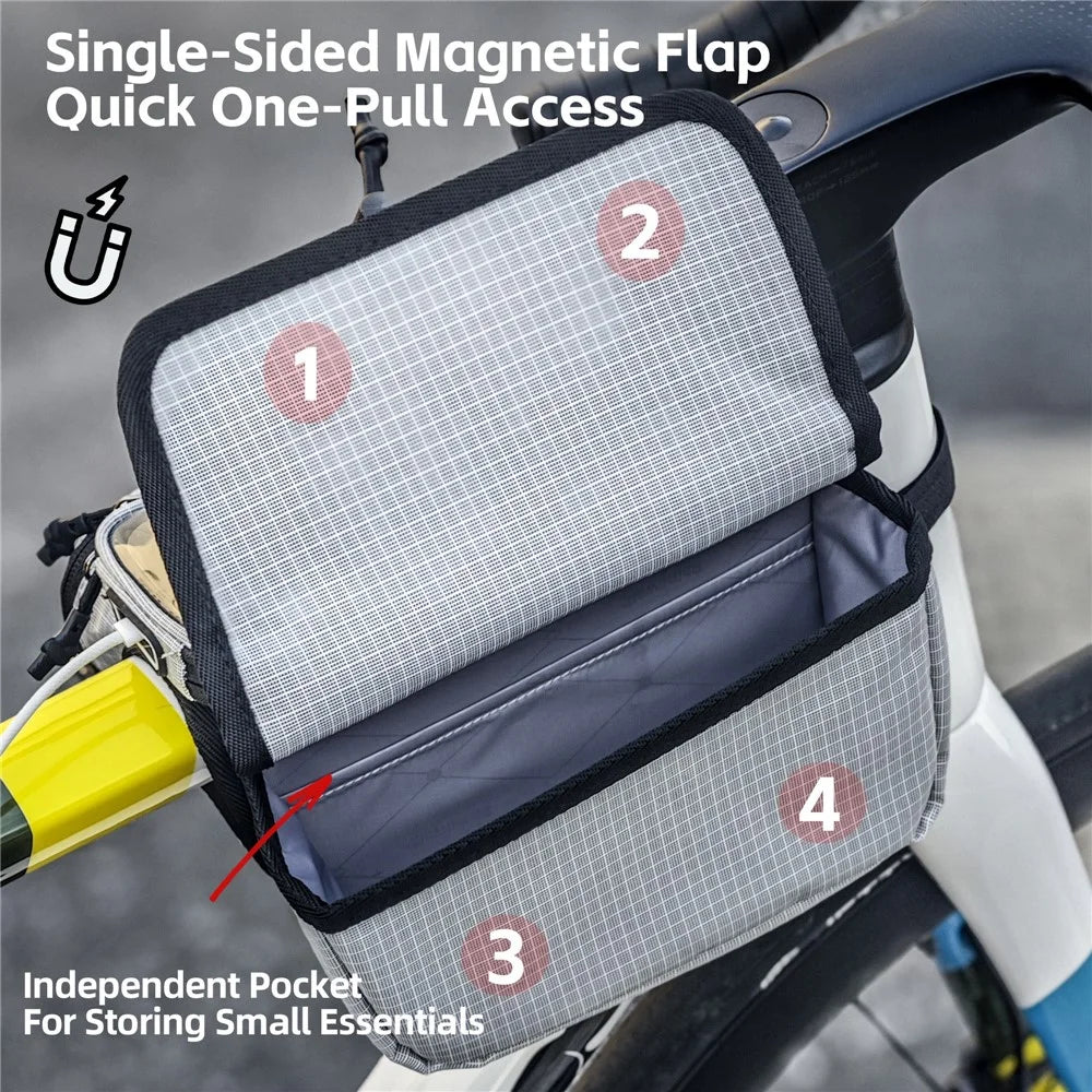 RHINOWALK BCT0205 Bike Frame Bag Bicycle Top Tube Bag Waterproof Saddle Bag with Rain Cover for Outdoor Cycling - Black - 7