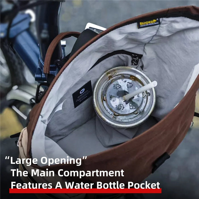 RHINOWALK BCT0208 For Folding Bike 6.5L Handlebar Bag with Shoulder Strap Cycling Storage Bag with Rain Cover - Coffee - 4