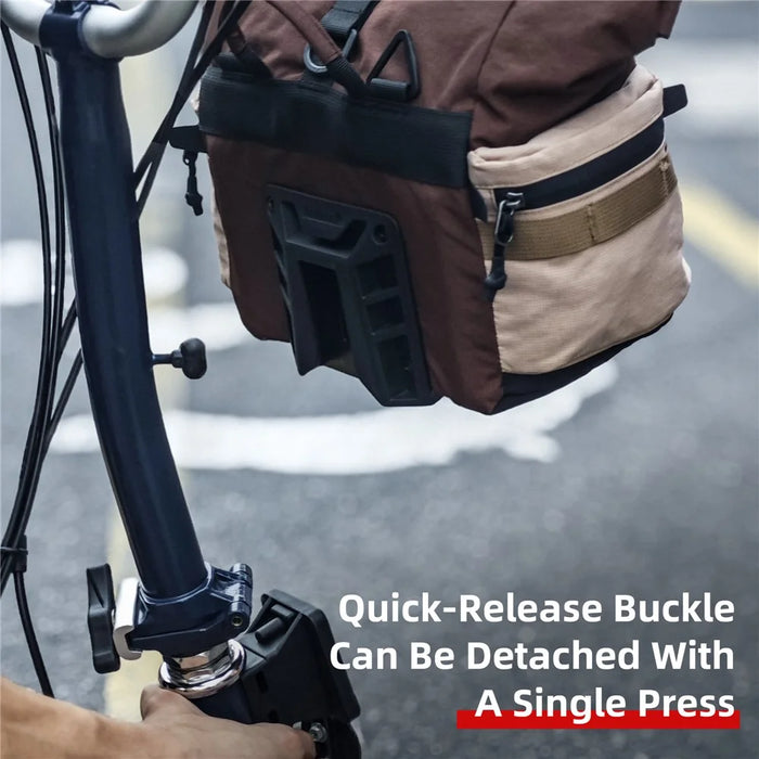 RHINOWALK BCT0208 For Folding Bike 6.5L Handlebar Bag with Shoulder Strap Cycling Storage Bag with Rain Cover - Coffee - 5