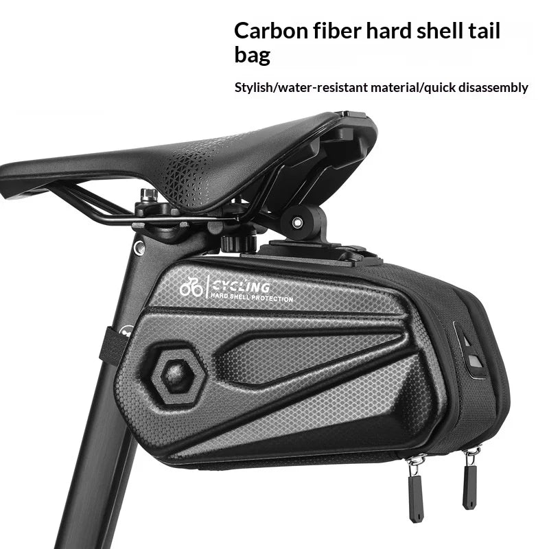 WEST BIKING YP0707268 Bike Saddle Bag 2.6L Hardshell Seat Pack with Adjustable Bracket Cycling Gear - Black - 3
