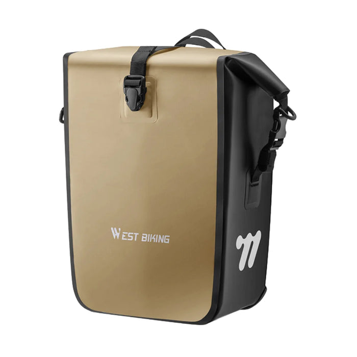 WEST BIKING YP0707434 Bike Shelf Bag Waterproof Quick Release Pannier for Cycling Touring 18-28L Expandable - Khaki - 1