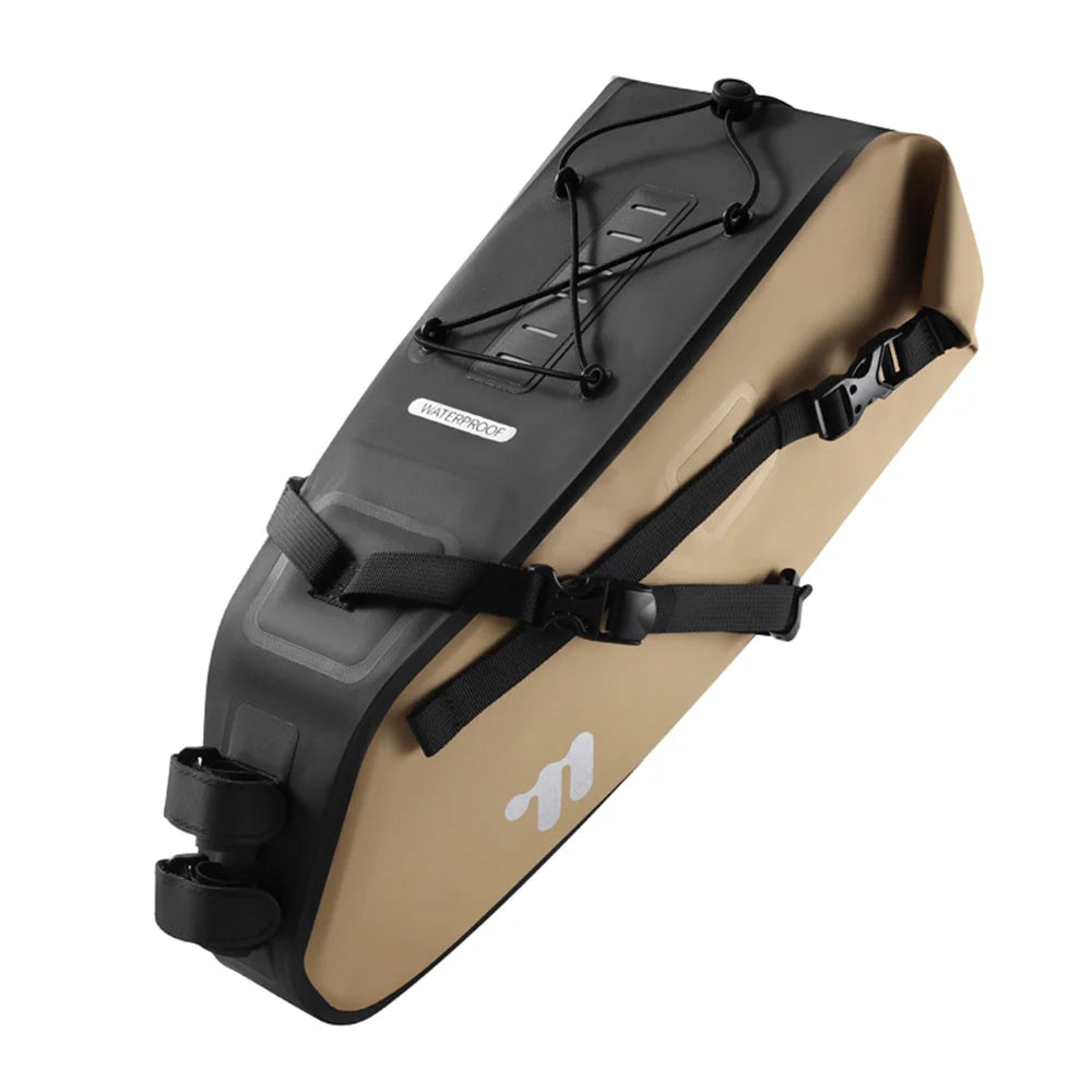 WEST BIKING YP0707436 7-10L Bike Seat Bag for Cycling Tail Pack Waterproof Storage Pouch - Khaki - 1