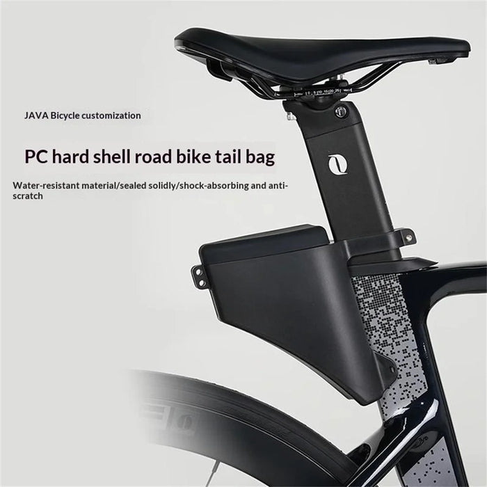 For JAVA Road Bike Hard Shell Tail Bag Waterproof Storage Saddle Mount Tool Kit Compatible - Black - 2
