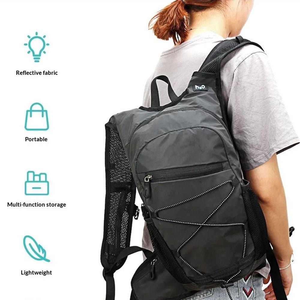 Running Cycling Backpack Reflective Lightweight Outdoor Sports Pack Water Bladder Compatible - Black - 2