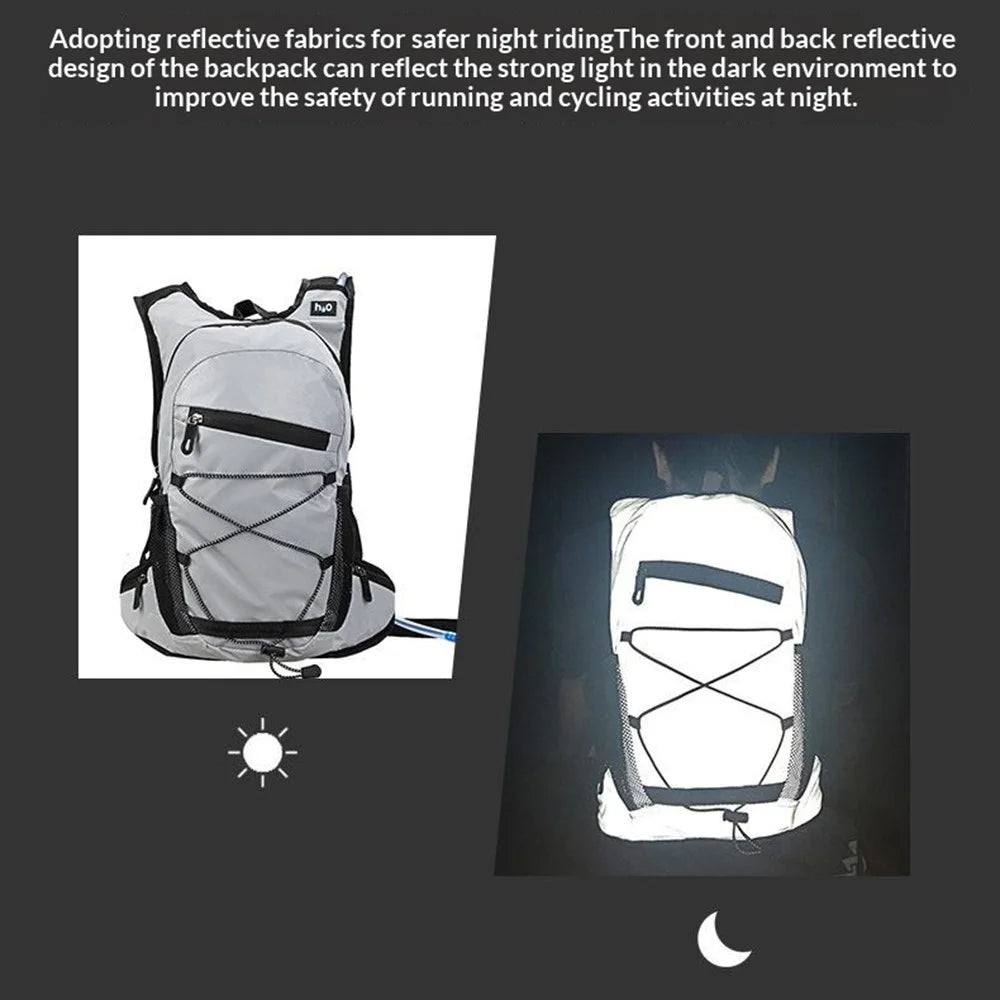 Running Cycling Backpack Reflective Lightweight Outdoor Sports Pack Water Bladder Compatible - Black - 3