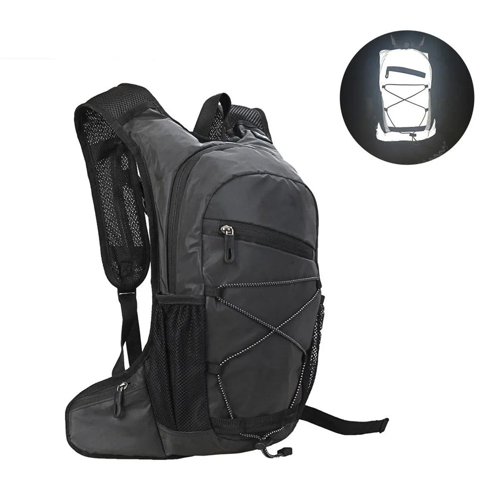 Running Cycling Backpack Reflective Lightweight Outdoor Sports Pack Water Bladder Compatible - Black - 5