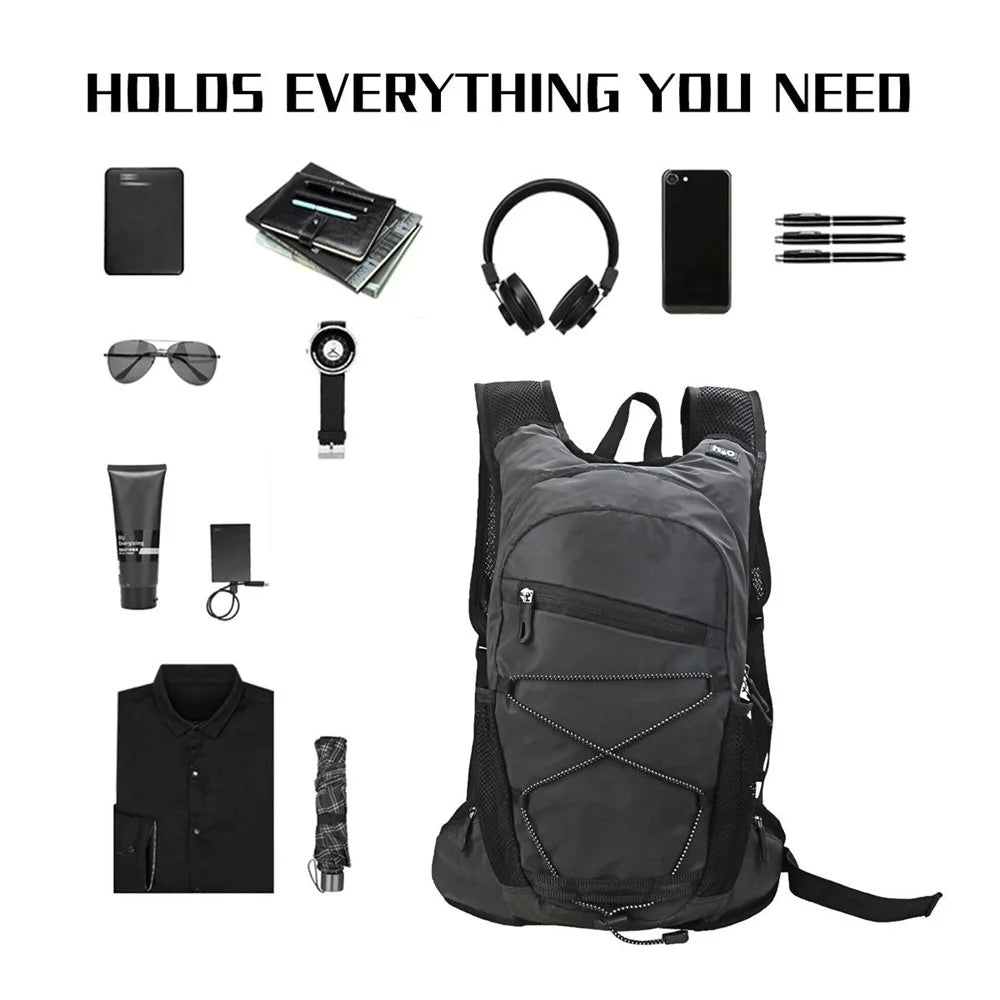 Running Cycling Backpack Reflective Lightweight Outdoor Sports Pack Water Bladder Compatible - Black - 6