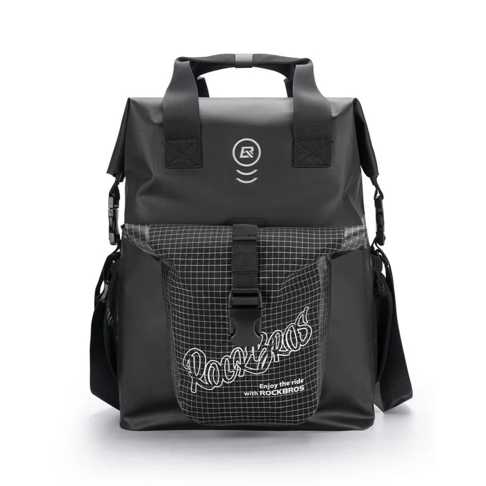 ROCKBROS AS-158 18L Roll-up Handlebar Bag Waterproof Nylon Cycling Helmet Storage Bag for Folding Bike - Black / 18L - 1