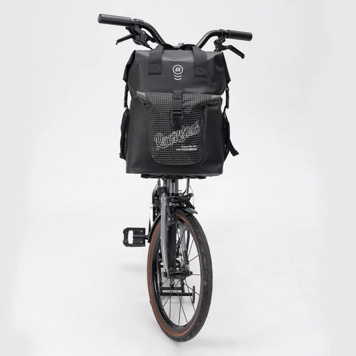 ROCKBROS AS-158 18L Roll-up Handlebar Bag Waterproof Nylon Cycling Helmet Storage Bag for Folding Bike - Black / 18L - 3