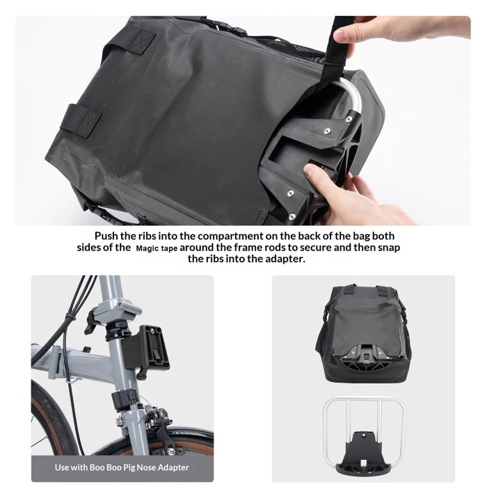 ROCKBROS AS-158 18L Roll-up Handlebar Bag Waterproof Nylon Cycling Helmet Storage Bag for Folding Bike - Black / 18L - 5
