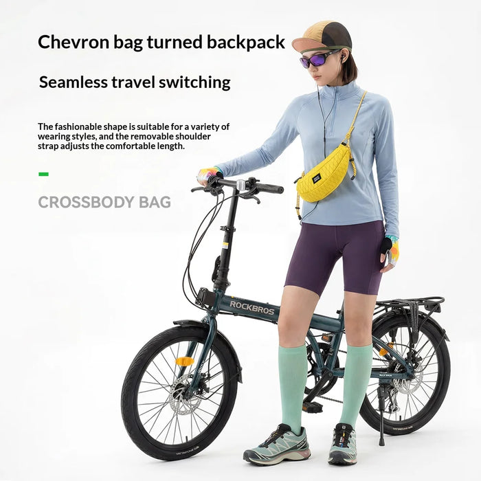 ROCKBROS 1.8L Bicycle Handlebar Bag Banana Shape Nylon Cycling Crossbody Bag with Detachable Shoulder Strap - Banana Yellow / 1.8L - 3