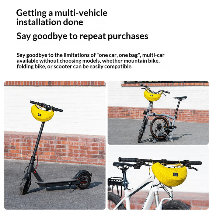 ROCKBROS 1.8L Bicycle Handlebar Bag Banana Shape Nylon Cycling Crossbody Bag with Detachable Shoulder Strap - Banana Yellow / 1.8L - 4