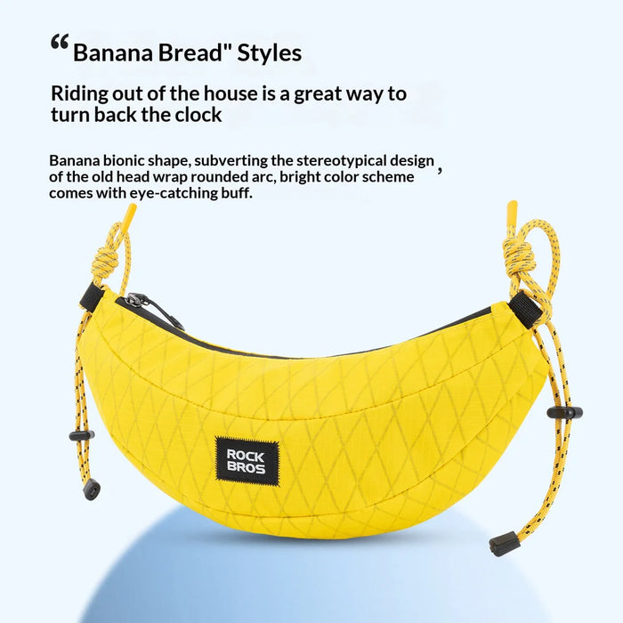 ROCKBROS 1.8L Bicycle Handlebar Bag Banana Shape Nylon Cycling Crossbody Bag with Detachable Shoulder Strap - Banana Yellow / 1.8L - 5