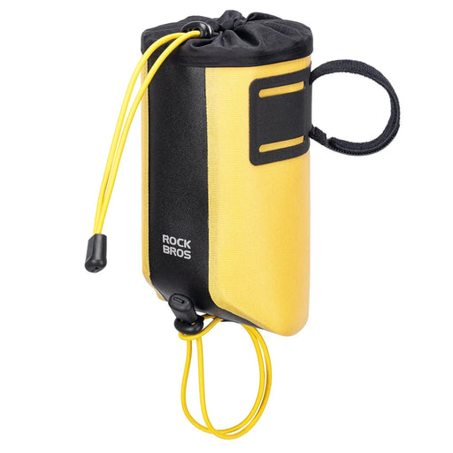 ROCKBROS AS-162 1L Water Bottle Holder with Drawstring Waterproof Bicycle Handlebar Bag Cycling Storage Pack - Black+Yellow - 1