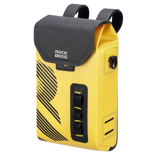 ROCKBROS AS-160 1.3L Handlebar Bag for Road / Mountain / Folding Bike Waterproof Magnetic Flip Cover Cycling Pack - Black+Yellow - 1