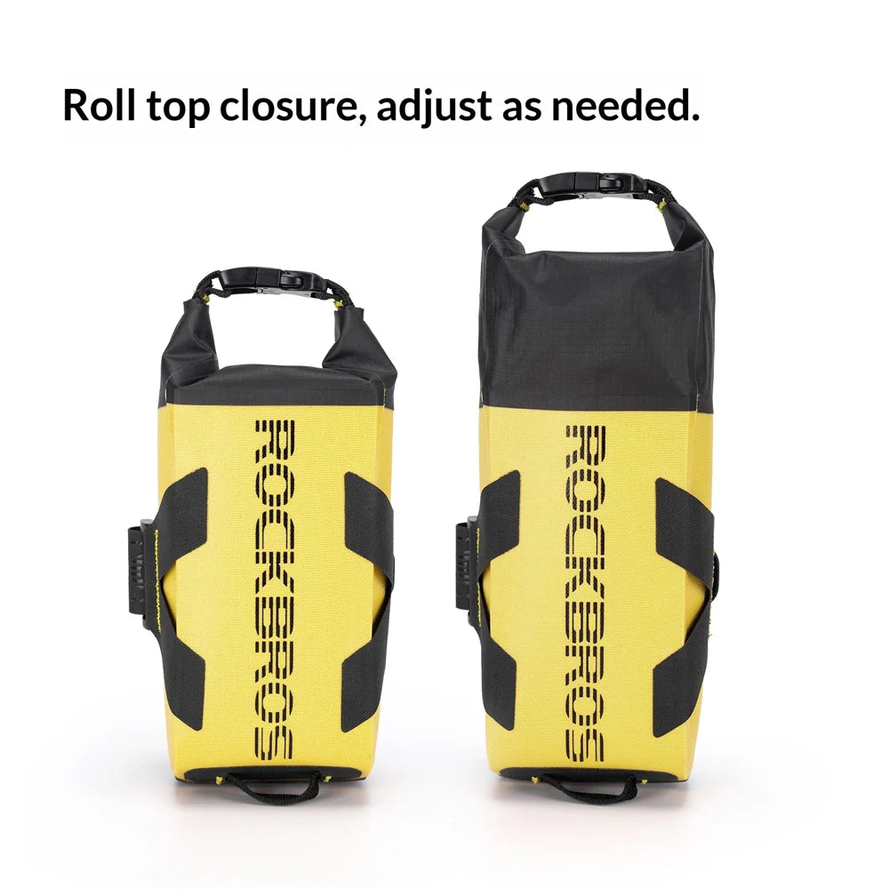 ROCKBROS AS-161 1L Roll Top Bicycle Top Tube Bag Handlebar Pack Waterproof Road Bike Frame Bag - Black+Yellow - 5