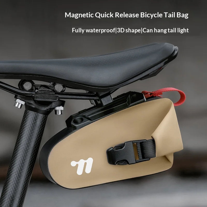 WEST BIKING YP0707433 Bicycle Tail Bag Magnetic Quick Release Saddle Pack for Road Mountain Bike - Black - 2