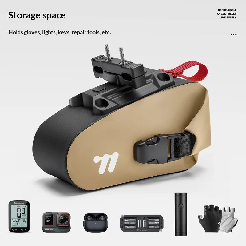WEST BIKING YP0707433 Bicycle Tail Bag Magnetic Quick Release Saddle Pack for Road Mountain Bike - Black - 5