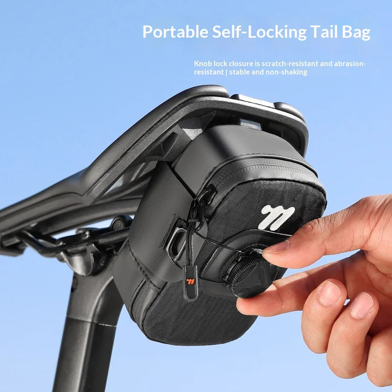 WEST BIKING YP0707431 0.2L Bicycle Saddle Bag Quick Release Self Locking Tail Bag Road Mountain Bike Storage Pouch - Black - 2