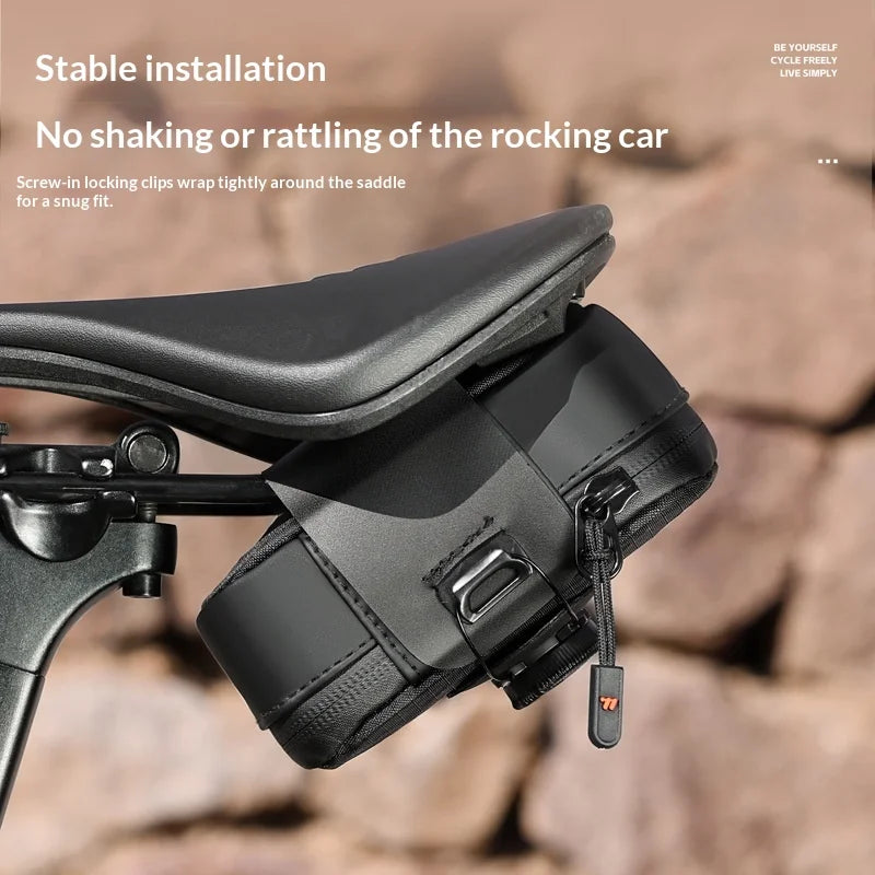 WEST BIKING YP0707431 0.2L Bicycle Saddle Bag Quick Release Self Locking Tail Bag Road Mountain Bike Storage Pouch - Black - 4