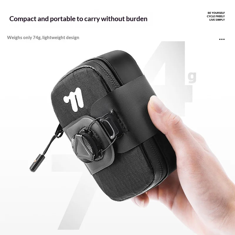 WEST BIKING YP0707431 0.2L Bicycle Saddle Bag Quick Release Self Locking Tail Bag Road Mountain Bike Storage Pouch - Black - 5