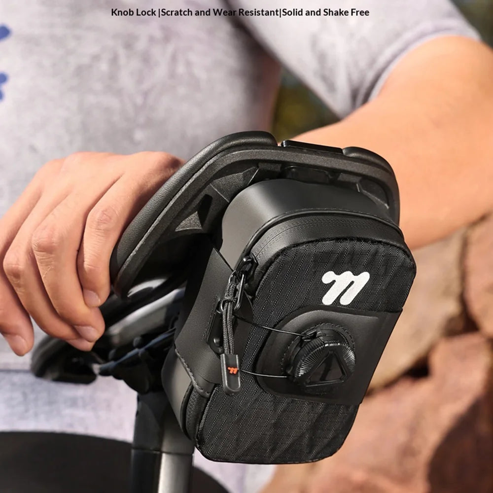 WEST BIKING YP0707431 0.2L Bicycle Saddle Bag Quick Release Self Locking Tail Bag Road Mountain Bike Storage Pouch - Black - 7