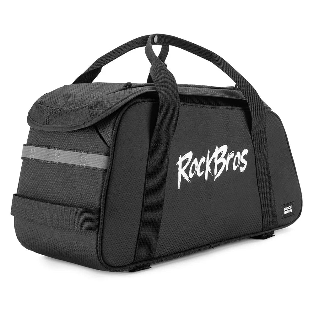 ROCKBROS A41 10.5L Bike Rear Rack Bag with Detachable Helmet Mesh Pocket Outdoor Cycling Travel Pack - Black - 1