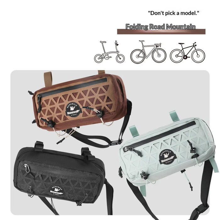 RHINOWALK BCT0209 1.9L Mountain Road Bike Handlebar Front Bag Cycling Storage Pouch with Shoulder Strap - Black - 5