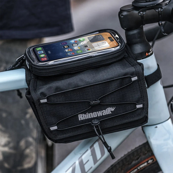 RHINOWALK BCT0205 2.4L Bike Frame Bag Waterproof Touch Screen Phone Holder Top Tube Bag - Black - 1