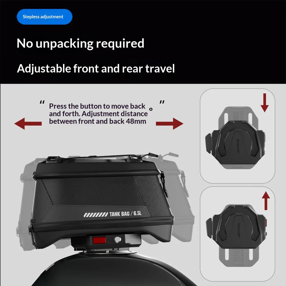 RHINOWALK MJX2011 6.5L Expandable Motorcycle Tank Bag Magnetic Quick Release Anti-Theft Riding Storage Bag (without Adapter Base) - Orange - 5