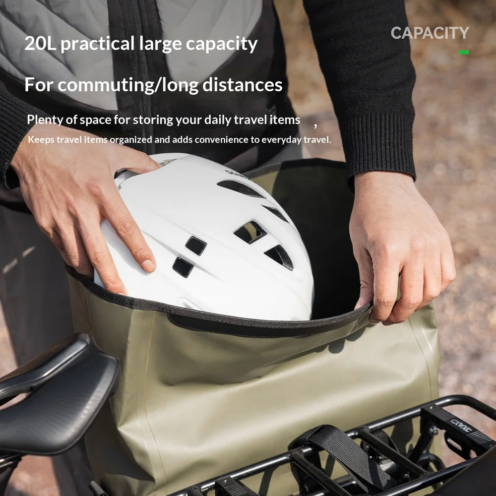 ROCKBROS AS-166 20L Bicycle Rear Rack Bag with Shoulder Strap Waterproof Pannier Pack for Mountain Road Bike Cycling - Black - 3