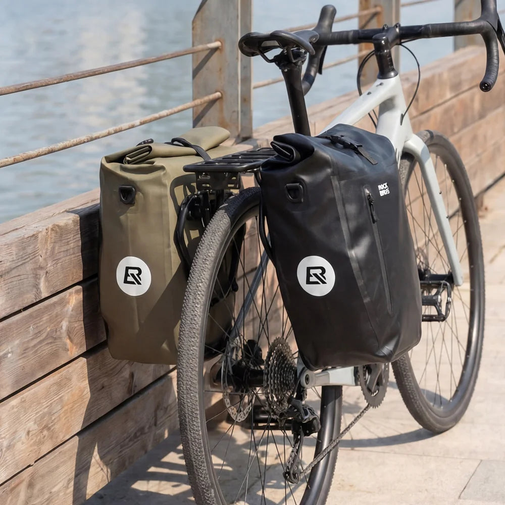 ROCKBROS AS-166 20L Bicycle Rear Rack Bag with Shoulder Strap Waterproof Pannier Pack for Mountain Road Bike Cycling - Black - 6