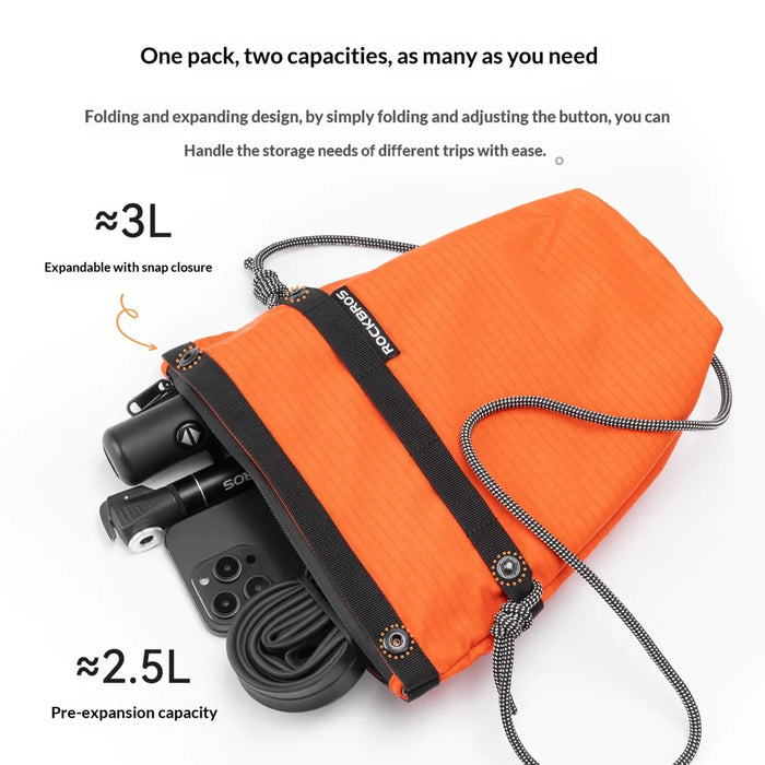 ROCKBROS W20 Bike Handlebar Bag Waterproof Nylon Expandable Bicycle Front Frame Bag - Orange - 3