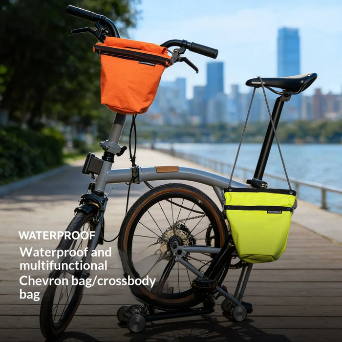 ROCKBROS W20 Bike Handlebar Bag Waterproof Nylon Expandable Bicycle Front Frame Bag - Orange - 4