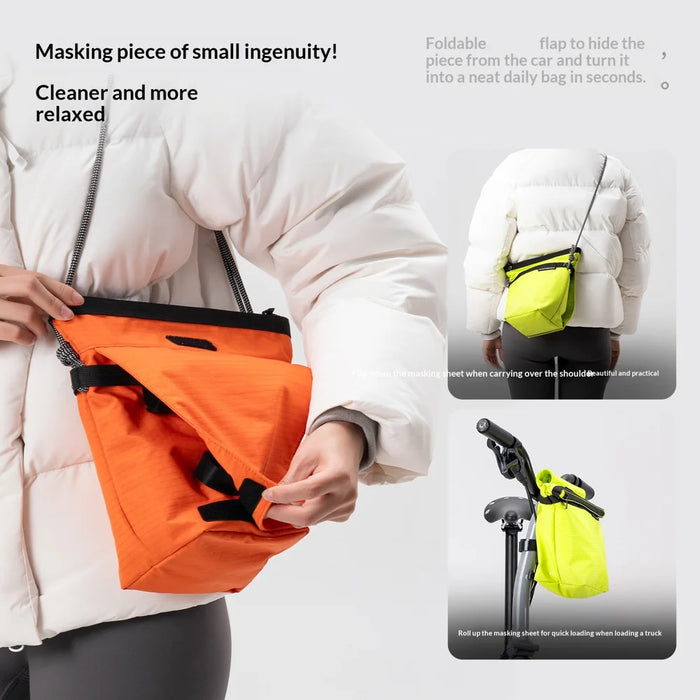 ROCKBROS W20 Bike Handlebar Bag Waterproof Nylon Expandable Bicycle Front Frame Bag - Orange - 6