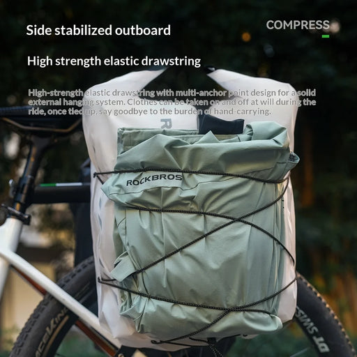 ROCKBROS AS-159 23L Bicycle Rear Rack Bag Waterproof Nylon Pannier Vacuum Compression Bike Storage Pack - Black - 2
