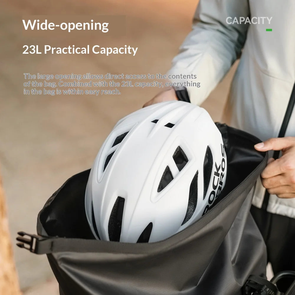ROCKBROS AS-159 23L Bicycle Rear Rack Bag Waterproof Nylon Pannier Vacuum Compression Bike Storage Pack - Black - 4