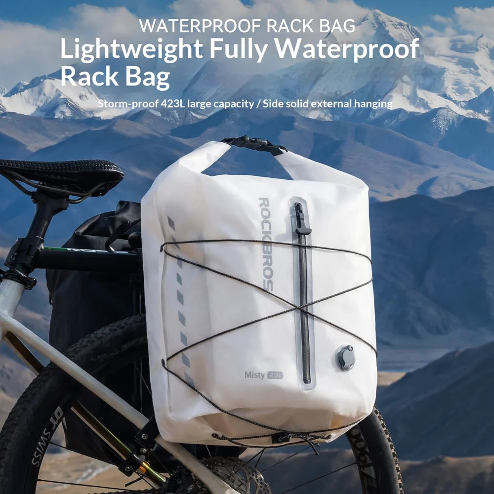 ROCKBROS AS-159 23L Bicycle Rear Rack Bag Waterproof Nylon Pannier Vacuum Compression Bike Storage Pack - Black - 6