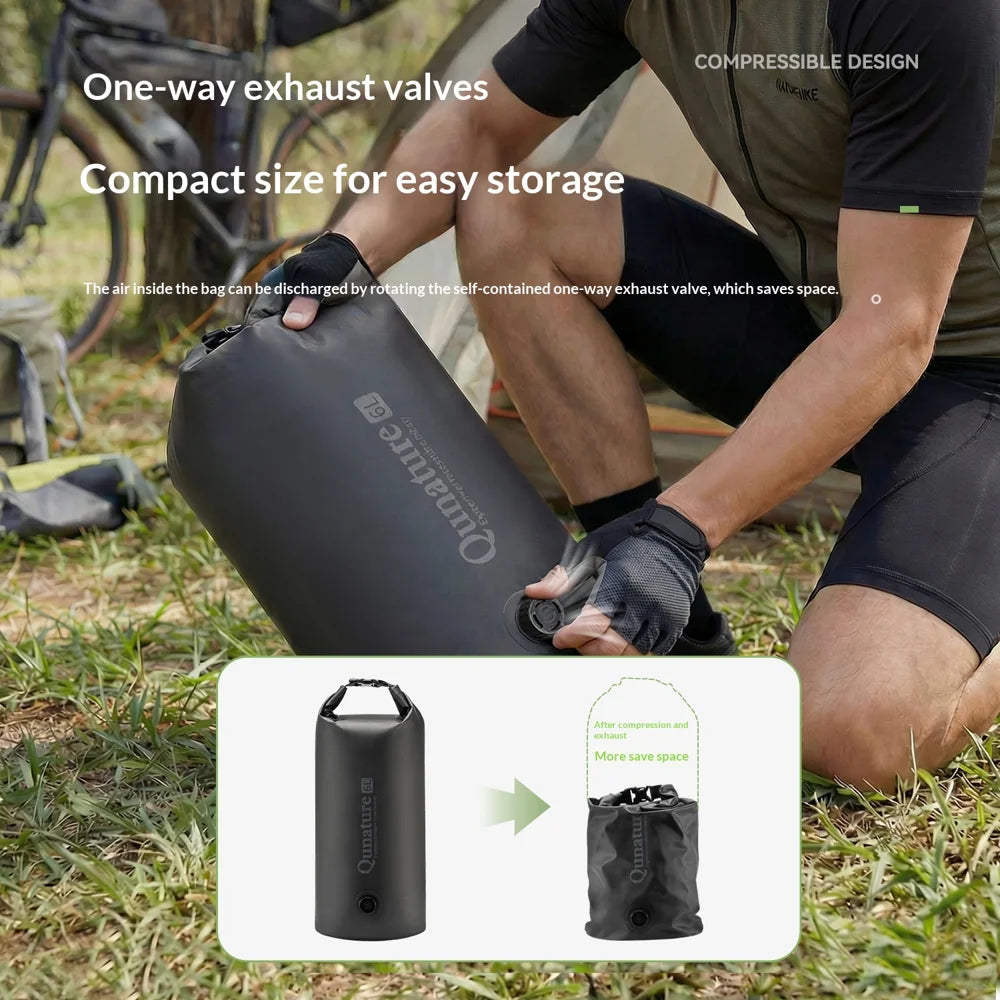 QUNATURE H75 6L Bicycle Front Fork Bag Magnetic Quick Release Waterproof Cycling Pack with Compression Air Valve - Black - 6