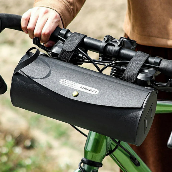 RZAHUAHU Waterproof Bike Frame Bag 3L Capacity Cylindrical Handlebar Bag Crossbody Shoulder Bag with Reflective Strips for Cycling - 6