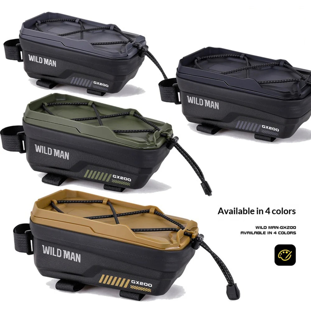 WILD MAN GX200 1L Bike Front Frame Bag EVA Hard Shell Phone Bag Waterproof Bicycle Bag for 6.1-6.8 Inch Phones - Black - 4