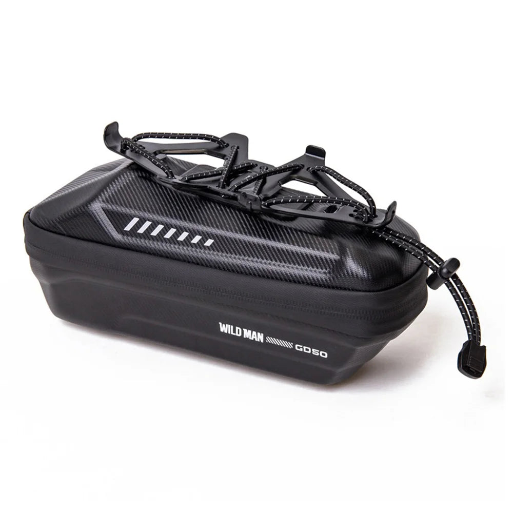 WILD MAN GD50 1L Bike Front Frame Bag EVA Hard Shell 360 Degree Rotation Phone Holder Mount for Mountain Cycling - Black - 1