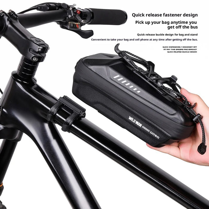 WILD MAN GD50 1L Bike Front Frame Bag EVA Hard Shell 360 Degree Rotation Phone Holder Mount for Mountain Cycling - Black - 4
