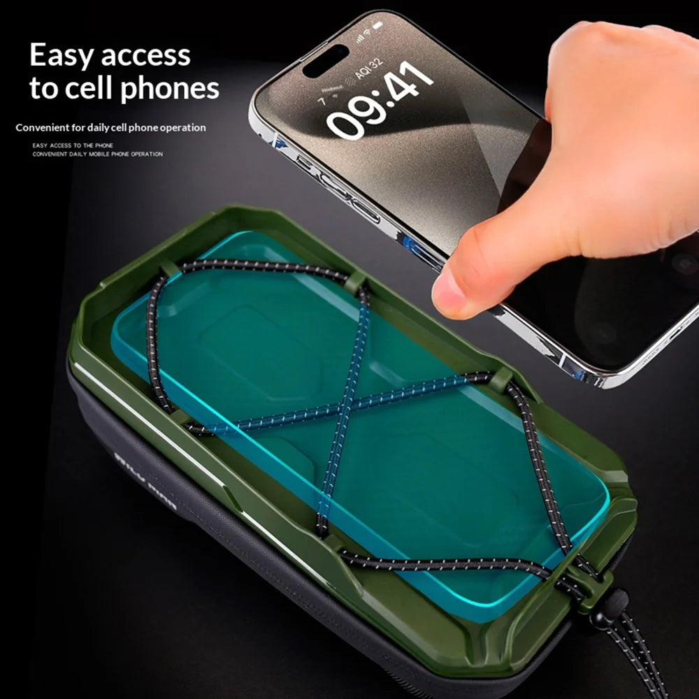 WILD MAN GX330 IPX5 Waterproof Bike Phone Holder Handlebar Bag 0.6L EVA Hard Shell 360 Degree Rotation Cycling Frame Bag - Black - 3