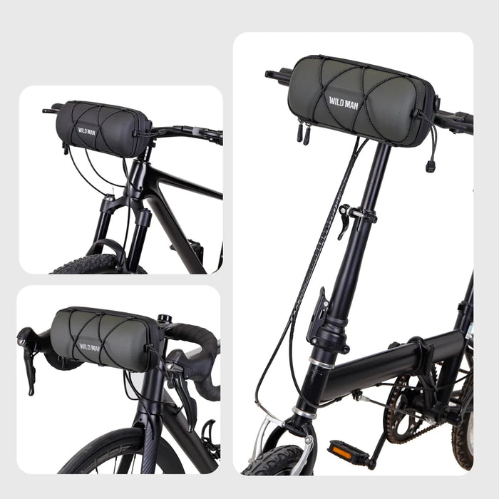 WILD MAN GD7X Foldable Bike Handlebar Bag Quick Release EVA Hard Shell 2L Mountain Road Cycling Front Bag - Black - 3