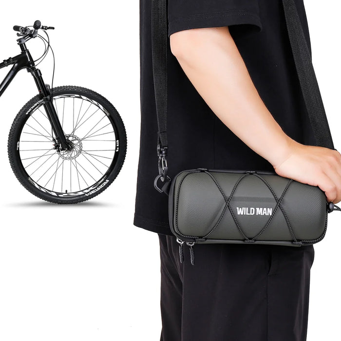 WILD MAN GD7X Foldable Bike Handlebar Bag Quick Release EVA Hard Shell 2L Mountain Road Cycling Front Bag - Black - 5