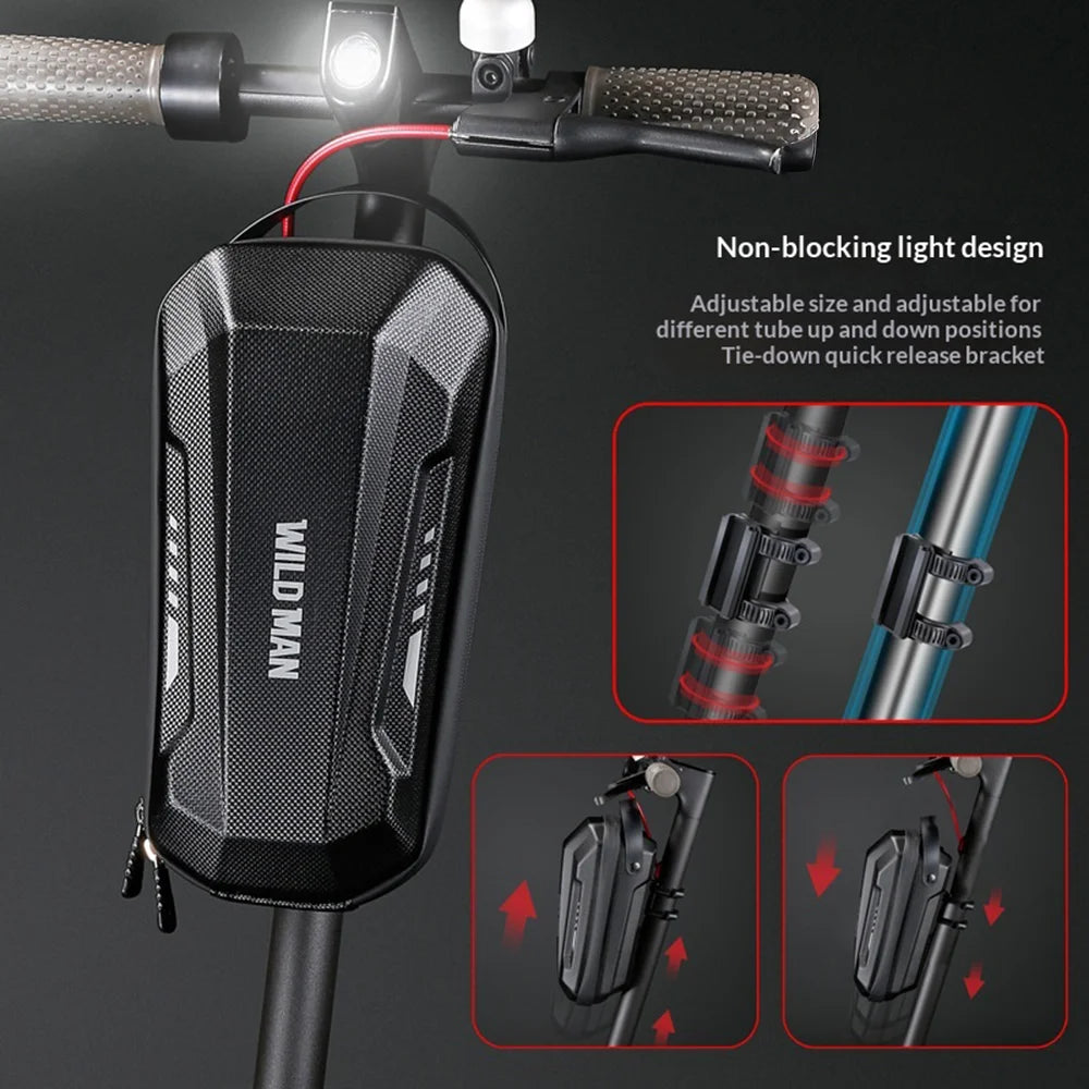 WILD MAN GD9X EVA Hard Shell Bike Bag with Handle Quick Release Handlebar Bag for Electric Scooter Folding Bicycle - Black/2L - 4